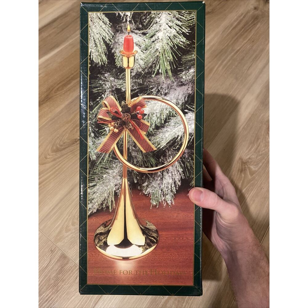 Home For The Holidays Trumpet Candle Holder 14” With Original Box